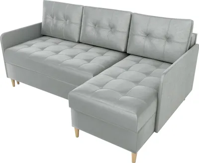 Produktbild von BroMARKT Ecksofa mit Schlaffunktion und Bettkasten Fado Grau Samtstoff Rechts