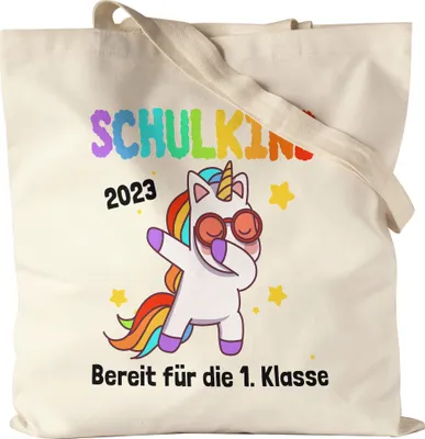 Produktbild von Schulkind 2023 Bereit Für 1. Klasse Jutebeutel Stoffbeutel Canvas Einhorn Unicorn Geschenkidee Grundschule Einschulung