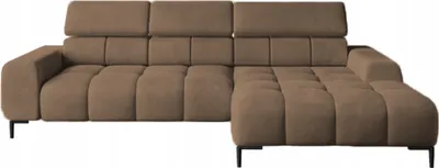 Zdjęcie produktu dla DomoHome Narożnik tapicerowany w kształcie litery L prawy bok | 177x270 cm | Narożnik z funkcją spania Sofa rozkładana Funkcja spania Małe 3 siedziska Regulowane zagłówki Regulowane siedzisko | Brązowy