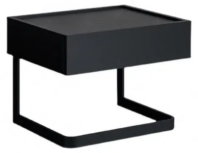 Image de Table de nuit pour chambre à coucher Noir élégant en bois et acier inoxydable Nouveau