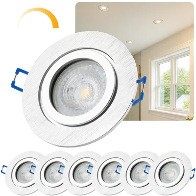 Produktbild von Sweet LED 6er Set Einbaustrahler GU10 7W Bad IP44 dimmbar spots Alu 230V