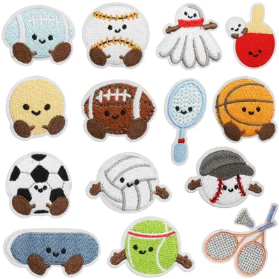 14 Cartoon-Sportball-Bügelpatches, Aufbügel-Patches, DIY-Stickerei