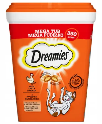 Produktbild von Dreamies Katzensnacks Mega Box Katzen-Leckereien Mit Huhn MegaTub 350g