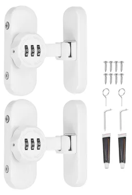 Immagine prodotto di 2 serrature combinate per porte scorrevoli, con apertura a 90/180 gradi e sistema di apertura tramite password - colore bianco