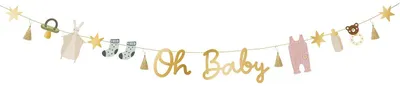 Produktbild von Oh Baby Girlande Banner aus Papier mit Quasten 2,5m gold Farbmix
