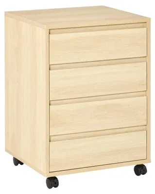 Produktbild von Bš¹rocontainer mit 4 Schubladen und Rollen, 46 x 40 x 65 cm, natur