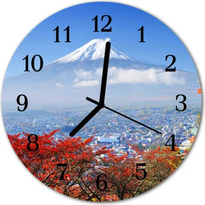 Produktbild von Glasuhr Wanduhr Küchenuhr Echt-Glas 30fi cm Berg mehrfarbig