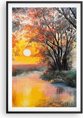 Produktbild von Gerahmtes Poster - Schwarzer Rahmen - Fluss Sonne Bäume - 61x91,5 cm - Wand Bild - Wanddeko - Wandbilder - Kunstposter - Wandposter - Bilderrahmen - Bilder - Kunstdruck - Wandbild - P2BPA61x91-4190