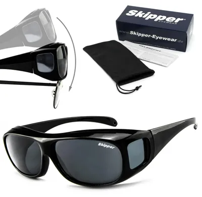 Produktbild von Skipper® | Überbrille für Brillenträger, Überbrille Sonnenbrille, Überziehbrille, Überzieh Sonnenbrille, Herren & Damen, UV400 Schutz (smoke)