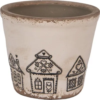 Produktbild von Clayre & Eef Blumentopf Ø 12x11 cm Beige Keramik Lebkuchenhaus