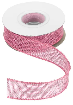 Juteband mit Draht 2,5 cm x 25,4 m verstärkter Rand hellrosa