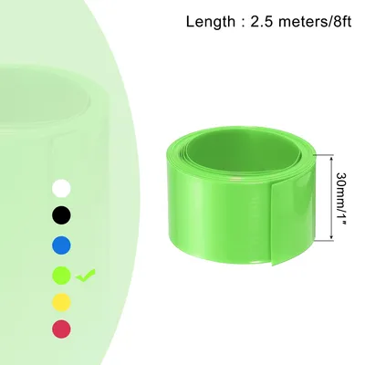 Produktbild von 2,5m L?nge PVC Schrumpfschlauch 19mm ID, 30mm Flachbreite Isolierschlauch Wasserdicht Schutzschlauch, Verh?ltnis 2:1 Schrumpfschl?uche fš¹r 18650 21700 AA AAA Batterien, Hellgrš¹n