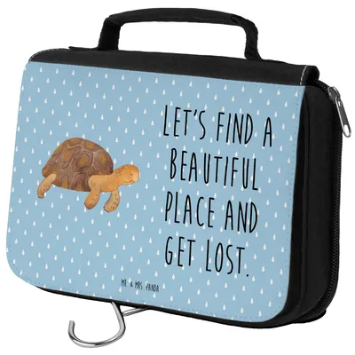 Produktbild von Mr. & Mrs. Panda Waschtasche Schildkröte Marschieren - Blau Pastell - Geschenk, Schildkröten, Lieblingsmensch, beautycase, Meer, Make-Up Tasche, Abenteuer, Inspiration