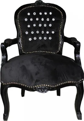 Produktbild von Casa Padrino Barock Salon Stuhl Schwarz / Schwarz mit Bling Bling Glitzersteinen Mod1