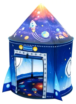 Immagine prodotto di Tenda gioco a forma di razzo spaziale per bambini - Pieghevole, adatta sia per interni che per esterni