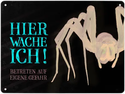 Produktbild von Metallschild XL mit Spinne Motiv und Spruch: Betreten auf eigene Gefahr ...