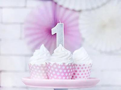 Image de Bougie d'anniversaire numéro 1 avec paillettes 7cm argenté