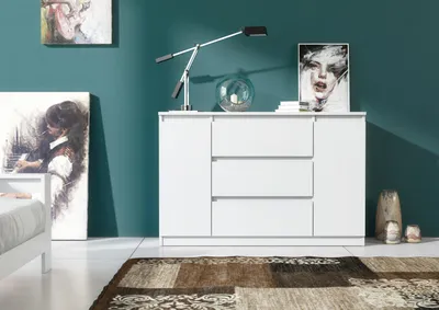 Produktbild von Praktische Kommode 120 cm mit 2 Türen und 3 Schubladen mit viel Stauraum