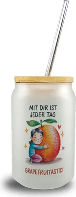 Produktbild von Grapefruit Umarmung Grapefruitastic Trinkglas mit Bambusdeckel