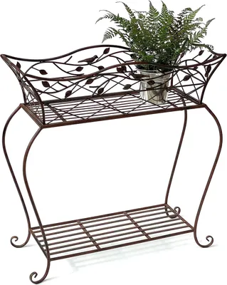 Produktbild von Blumenständer DanDiBo Blumenständer mit Korb, Blumenkasten, braun, 75 cm, 93980 Liter, Pflanzgefäß, moderner Pflanzenständer, Pflanzenregal