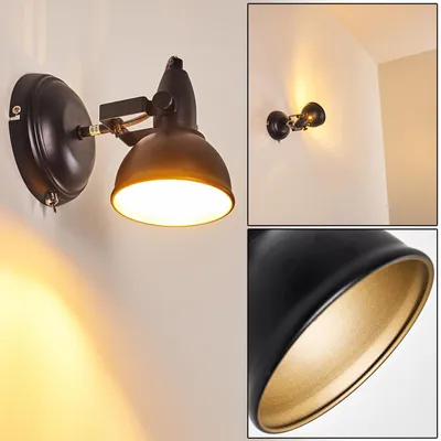 Produktbild von Arazane »Arazane« verstellbare Wandlampe aus Metall in Schwarz/Gold