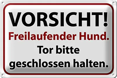 Produktbild von Blechschild Hinweis 30x20cm Vorsicht Freilaufender Hund