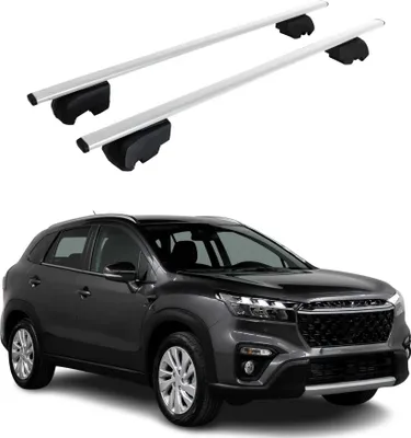 Produktbild von Dachträger Gepäckträger für Suzuki SX4 S-Cross 2021-2023 ABE Metall Silber 2x