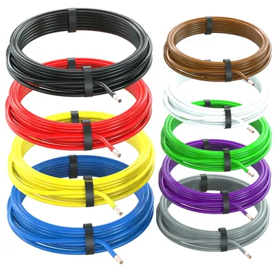 Image de Ensemble de câbles AUPROTEC, section 1,0 mm², 9 couleurs, 5 mètres par couleur, type FLRY-B, à utiliser en configuration en boucle
