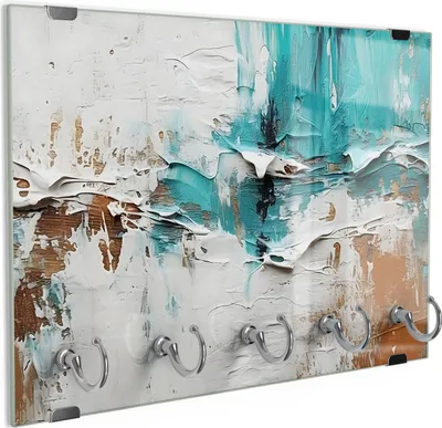 Produktbild von DEQORI Schlüsselbrett Glas 30x20 cm 'Spachtelgewitter' Schlüssel Halter Board Haken