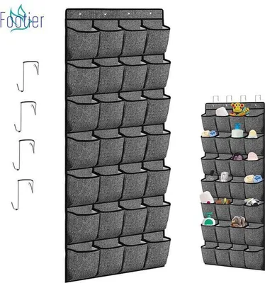 Obrázek produktu pro Závěsný organizér na boty - 28 přihrádek - Šedý - 155 x 55 cm - Skládací