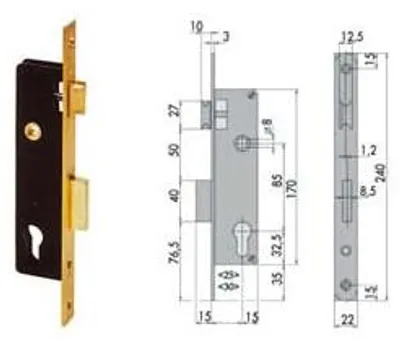 Productafbeelding van Insteekslot met cilinder, 1 sluitpunt. Framebreedte 5C011 - 30 mm (5C011300)