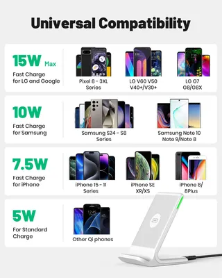 Image de Chargeur sans fil INIU, station de charge inductive rapide de 15 W avec LED