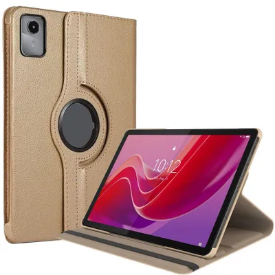 Image de Coque pour Lenovo Tab M11 2024, Protection Antichoc avec Support Rotatif CuirPolyuréthaneDoré