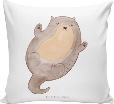 Produktbild von Mr. & Mrs. Panda Deko Kissen Otter Umarmen - Weiß - Geschenk, glücklich, Seeotter, Zierkissen, Optimistisch, Sofakissen, Kuschelkissen, Hallo, 40x40, gut Gelaunt, See