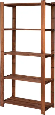 Produktbild von STOLMAK Braun Holzregal Bücherregal 80x170x38 (BxHxT) Wandregal Natur Kiefernholz Massivholzregal Dekoregal 5 Ablagen Kieferregal