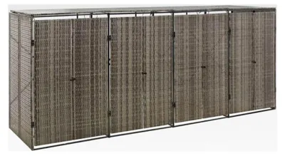 Produktbild von Mülltonnenbox für 4 Tonnen in Grau 274x80x117 cm aus Poly Rattan