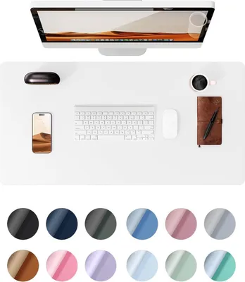 Obrázek produktu pro Podložka na stůl Premium kožená podložka pod myš XXL bílá 60x35cm