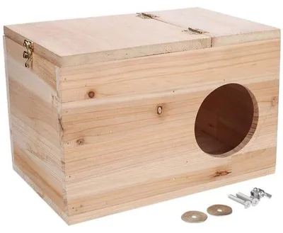 Zdjęcie produktu dla Klatka dla ptaków z drewna, 30x20x20 cm - Gniazdo dla papug i kakadu - Naturalne i bezpieczne - Trwała - Wykonana z drewna
