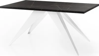 Obrázok produktu pre Jedálenský stôl Venus v modernom štýle, Obdĺžnikový stôl vo vzhľade čierneho mramoru - Rozšíriteľný od 160 cm do 260 cm, Biele kovové nohy s práškovou povrchovou úpravou - 160 x 90 cm - Čierny mramor