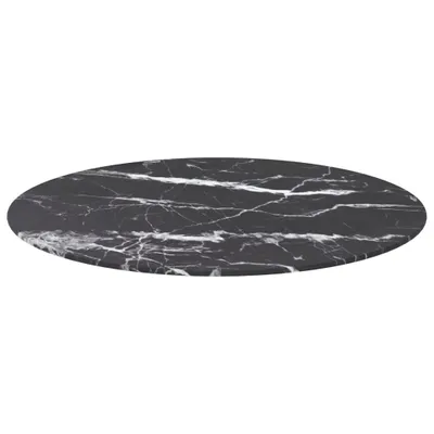 Produktbild von vidaXL Tischplatte Schwarz Ø70x0,8 cm Hartglas in Marmoroptik