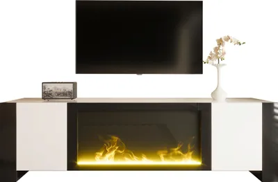 Produktbild von Sweiko TV-Schrank, Lowboard mit elektrischem Kamin Flammeneffekt, keine Heizfunktion, Hochglanz, farblich passender TV-Schrank