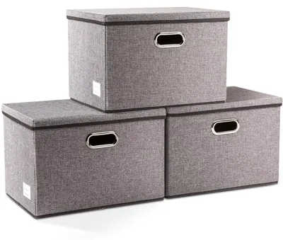 Produktbild von PRANDOM Aufbewahrungsbox mit Deckel Groß,Grau[3-stück] 43x30x30cm – Größe L(3-stück)