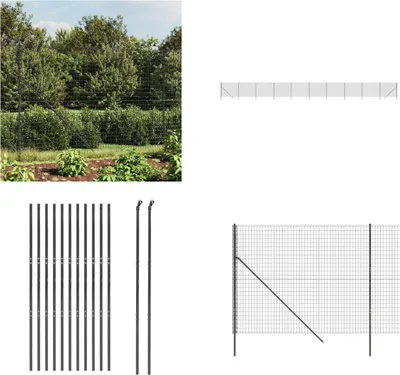 Zdjęcie produktu dla vidaXL Ogrodzenie z siatki drucianej antracyt 1,8x25 m Stal ocynkowana - ogrodzenie z siatki drucianej - ogrodzenia z siatki drucianej - ogrodzenie ogrodowe - siatka druciana