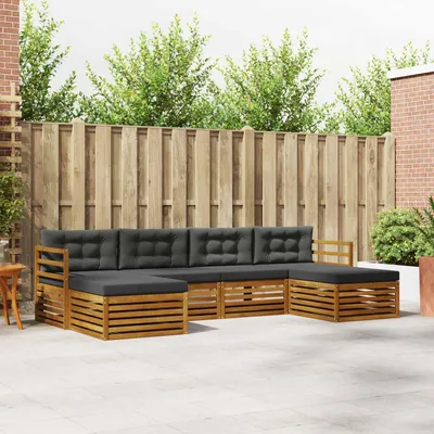 Produktbild von "Neues Produkt" Sofagarnituren - CLORIS - Terrassen-Sofa - 6 pcs - Natur und Anthrazit Massivholz Akazie - Modern Gartensofas V1502