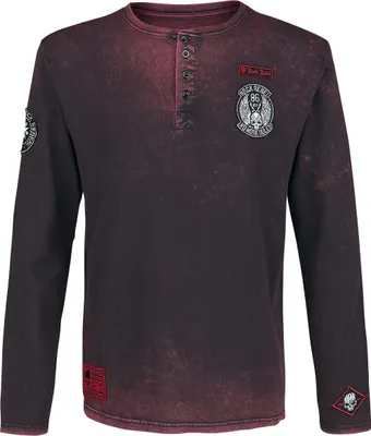Produktbild von Rock Rebel by EMP Herren schwarz-rotes Langarmshirt mit Print L