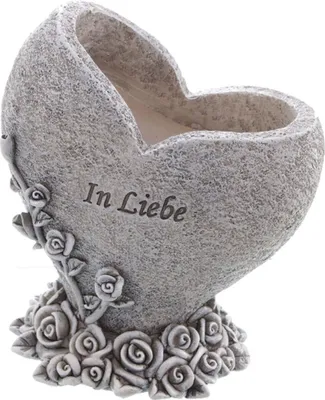 Produktbild von Novaliv Grabschmuck Vase mit Herz "In Liebe" 12x8,5x14 cm Grabdekoration wetterfest Grabfigueren Kreuz für Friedhof Grabdeko Kreuz für Grab Gedenkstein Grabstein Deko Grabschmuck Allerheiligen