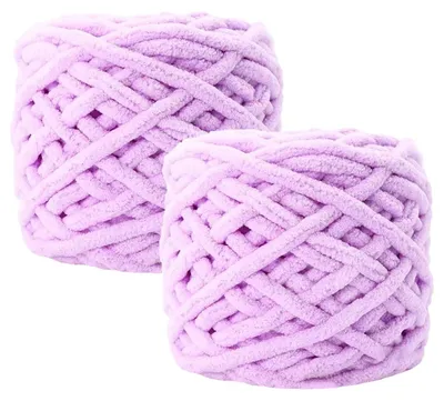 Productafbeelding van Dik brei- en haakgaren, 190 gram (2x95 gram), lichtlila, ongeveer 88 meter, superzacht polyester, geschikt voor grof breiwerk