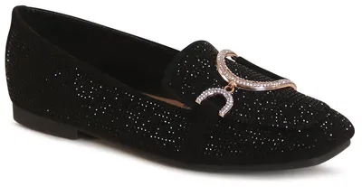 Produktbild von topschuhe24 3227 Damen Glitzer Mokassins Komfort Slipper , Farbe:Schwarz, Größe:40 EU