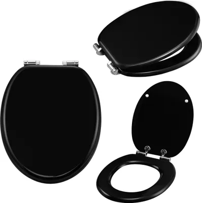 Produktbild von WC-Sitz Toilettensitz SOFT-CLOSE Absenkung Klo Brille Klodeckel Schwarz Uni