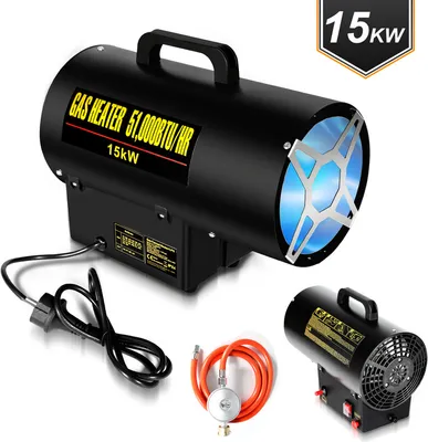 Obrázek produktu pro Plynový ohřívač VINGO 15kw plynový ohřívač včetně připojovací hadice a redukce tlaku Topný výkon pro komerční plynové lahve, piezoelektrické zapalování